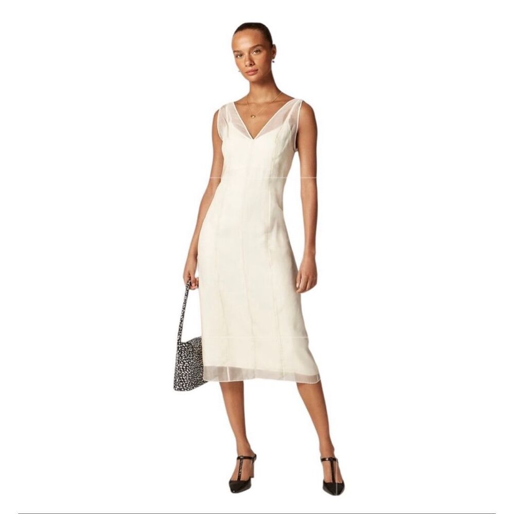 J. CREW Collection Layered Organza Shift Tally Silk Dress in Ivory NWT Size 6